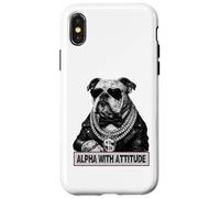 Alpha with Attitude - Dapper Bulldog Boss Canine Swagger Coque pour iPhone X/XS