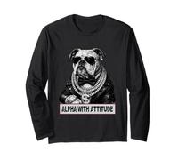 Alpha with Attitude - Dapper Bulldog Boss Canine Swagger Manche Longue