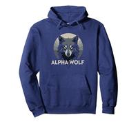 Alpha Wolf: Fierce Predator aux Yeux Jaunes pénétrants Sweat à Capuche, Unisexe pour Adultes, Bleu Marine, M