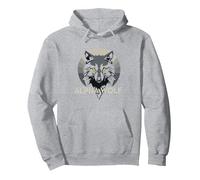 Alpha Wolf: Fierce Predator aux Yeux Jaunes pénétrants Sweat à Capuche, Unisexe pour Adultes, Gris Chiné, S