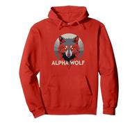 Alpha Wolf: Fierce Predator aux Yeux Jaunes pénétrants Sweat à Capuche, Unisexe pour Adultes, Rouge, XXL