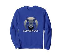 Alpha Wolf: Fierce Predator aux Yeux Jaunes pénétrants Sweatshirt, Unisexe pour Adultes, Bleu Royal, XL