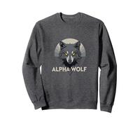 Alpha Wolf: Fierce Predator aux Yeux Jaunes pénétrants Sweatshirt, Unisexe pour Adultes, Chiné Foncé, L