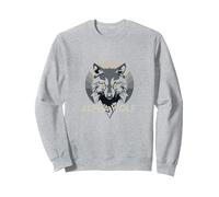 Alpha Wolf: Fierce Predator aux Yeux Jaunes pénétrants Sweatshirt, Unisexe pour Adultes, Gris Chiné, XXL