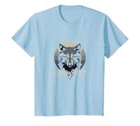 Alpha Wolf: Fierce Predator aux Yeux Jaunes pénétrants T-Shirt, Enfant, Bleu Céleste, 4 Ans