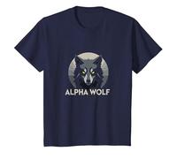 Alpha Wolf: Fierce Predator aux Yeux Jaunes pénétrants T-Shirt, Enfant, Bleu Marine, 6 Ans