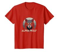 Alpha Wolf: Fierce Predator aux Yeux Jaunes pénétrants T-Shirt, Enfant, Rouge, 4 Ans