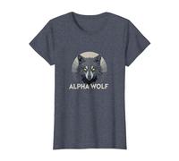 Alpha Wolf: Fierce Predator aux Yeux Jaunes pénétrants T-Shirt, Femme, Bleu Chiné, XXL