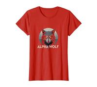 Alpha Wolf: Fierce Predator aux Yeux Jaunes pénétrants T-Shirt, Femme, Rouge, S