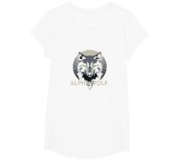 Alpha Wolf: Fierce Predator aux Yeux Jaunes pénétrants T-Shirt, Fille, Blanc, L