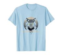 Alpha Wolf: Fierce Predator aux Yeux Jaunes pénétrants T-Shirt, Homme, Bleu Céleste, XL
