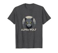 Alpha Wolf: Fierce Predator aux Yeux Jaunes pénétrants T-Shirt, Homme, Chiné Foncé, XXL