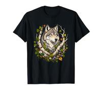 Alpha Wolf Forest Bouleau Fleurs Woodland Spirit T-Shirt