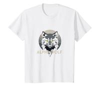 Alpha Wolf : prédateur féroce aux Yeux Jaunes percés T-Shirt, Enfant, Blanc, 10 Ans