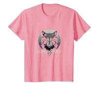 Alpha Wolf : prédateur féroce aux Yeux Jaunes percés T-Shirt, Enfant, Rose, 10 Ans
