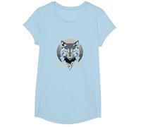 Alpha Wolf : prédateur féroce aux Yeux Jaunes percés T-Shirt, Fille, Bleu Céleste, M