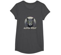 Alpha Wolf : prédateur féroce aux Yeux Jaunes percés T-Shirt, Fille, Chiné Foncé, M