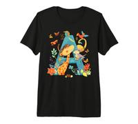 Alphabet A Cute Girafe Souris Oiseaux Papillons Art T-Shirt Haut de Gamme