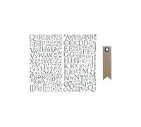 Alphabet autocollant paillettes argenté + 20 étiquettes kraft Fanion