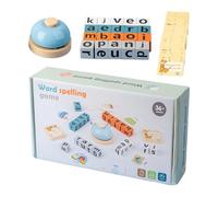 Alphabet Blocks Learning Toy, Wooden Spelling Game with Flash Cards and Bell, Sight Words Recognition Educational Activity for Kids 3+, Interactive Play Preschool Kindergarten Home Classroom