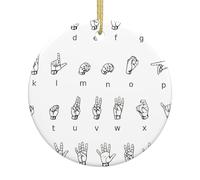 Alphabet en langue des signes - Décoration de Noël en céramique pour maison, magasin, bureau, vacances, décoration à suspendre
