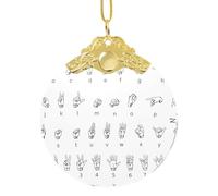 Alphabet en langue des signes. Décoration suspendue en verre imprimé, ornements festifs à suspendre pour sapin de Noël pour cadeaux de Noël 2025