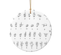 Alphabet en langue des signes. Impression de Noël en céramique Décoration à suspendre - Célébrer la famille Cet ornement de Noël, cadeau pour la famille, les amis