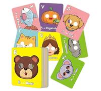 Alphabet Flash Cards, 26 Pieces Preschool Letter Card, Educational Animal Cards, Fun Learning Toy, Colorful Visual Aid, Thick Cardstock, Ideal for Kids Ages 3 to 6, Classroom, Home, School