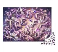 Alphabet Fleurs Papillons 1000pcs Mini Puzzle pour Adultes Difficile | 38x26cm Carton Décor Salon Structure Durable Cadeau Anniversaire Relaxation