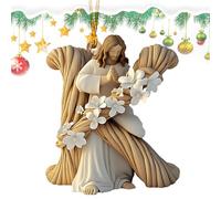 Alphabet Jesus Christmas Ornaments 2D Acrylic, Religious Christian Christmas Tree Ornaments, Hangable Jesus Shaped Holiday Decor, Inspirational Christmas Decorations for Tree and Home