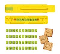 Alphabet Letters Numbers Symbols Cookie Cutters Set, Cake Embosser Stamp Mold for Baking Biscuit Cake Decorating, Clay Craft DIY tools (yellow).