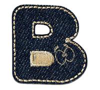 Alphabet/Lettre bleu Patch - Ecusson thermocollant patches appliques, Taille: 0 x 0 cm, Alphabet MQ bunt/blau:Buchstabe B 3 x 3.1 cm