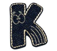 Alphabet/Lettre bleu Patch - Ecusson thermocollant patches appliques, Taille: 0 x 0 cm, Alphabet MQ bunt/blau:Buchstabe K 2.2 x 3 cm
