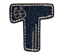 Alphabet/Lettre bleu Patch - Ecusson thermocollant patches appliques, Taille: 0 x 0 cm, Alphabet MQ bunt/blau:Buchstabe T 3.3 x 2.9 cm