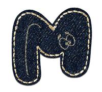Alphabet/Lettre bleu Patch - Ecusson thermocollant patches appliques, Taille: 0 x 0 cm, Alphabet MQ bunt/blau:Buchstabe M 2.8x 3.2 cm