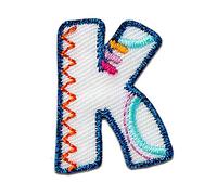Alphabet/Lettre coloré Patch - Ecusson thermocollant patches appliques, Taille: 0 x 0 cm, Alphabet MQ bunt/blau:Buchstabe K 2.2 x 3 cm