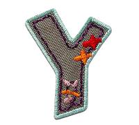 Alphabet/Lettre coloré Patch - Ecusson thermocollant patches appliques, Taille: 0 x 0 cm, Alphabet MQ bunt/blau:Buchstabe Y 2.7 x 3.3 cm
