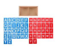Alphabet Montessori en Bois Rouge et Bleu, Lettres Rugueuses