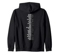 Alphabet phonétique en Morse Code orthographe Alphabet Militaire Sweat à Capuche