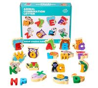 Alphabet Puzzles For Kids - Letter Puzzle, Wood Animal Brain Teasers Toy - Fine Motor Skills Learning Alphabet uzzle For Kids 3+ Years Kindergarten Preschool Classroom Homeschool Road Trip Travel
