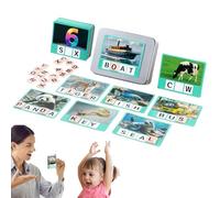 Alphabets Cards, Flash Cards Alphabet Spelling Games, Wooden Educational Toys, 4,92 x 3,66 x 1,57 Inches, Ideal for Preschool, Kindergarten, Classroom Learning