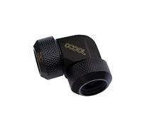 Alphacool 17444 Eiszapfen 13mm HardTube Compression Fitting 90° L-Connector for plexi- Brass Tubes (Rigid Or Hard Tubes) - knurled - Deep Black WaterCooling Raccords