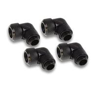 Alphacool Eiszapfen 13 mm HardTube compression fitting 90° rotatable G1/4 for Acryl/Brass tubes - 4pcs Set Deep Black