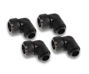 Alphacool Eiszapfen Raccord de compression HardTube 13 mm Pivotant de 90° G1/4 pour tubes acryliques/laiton - Lot de 4 pièces noir foncé