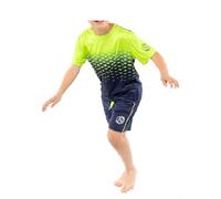 ALPHADVENTURE Ensemble de sport pour enfant, survêtement, t-shirt manches courtes et pantalon court - De 6 à 14 ans, LEEDS NEON YELLOW / NAVY, 12 ans