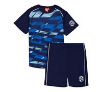 ALPHADVENTURE Ensemble de sport pour enfant, survêtement, t-shirt manches courtes et pantalon court - De 6 à 14 ans, Bleu/bleu marine, 10 ans