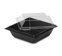 ALPHAFORM 30 Pots noirs carrés 250 ml avec couvercles cristal