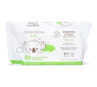 Alphanova Lingettes à l'eau Sans parfum Bébé 60 unités