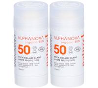 ALPHANOVA Stick Solaire Blanc SPF50 Crème Protection 2x17 ml