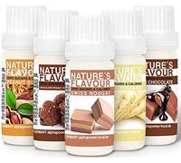 ALPHAPOWER FOOD Arôme alimentaire naturel, SET SUPER ÉCONOMIQUE 5x10ml liquide - gouttes aromatisantes et édulcorant sans sucre, goût délicieux, vegan liquid sweetener Flavour Drops, Flavdrops